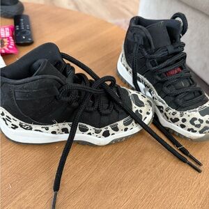 Jordan Kids Sneakers Black and White with Animal Print